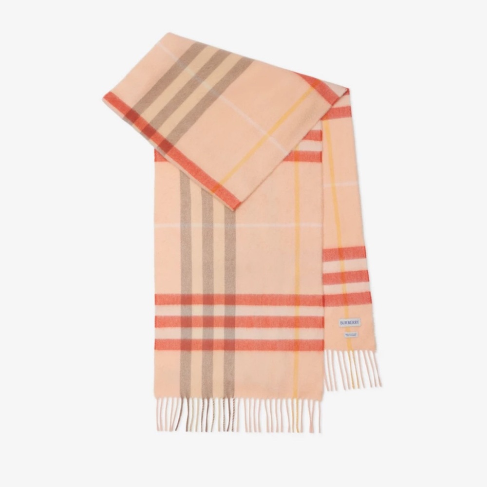 Burberry Check Cashmere Scarf in Teacup